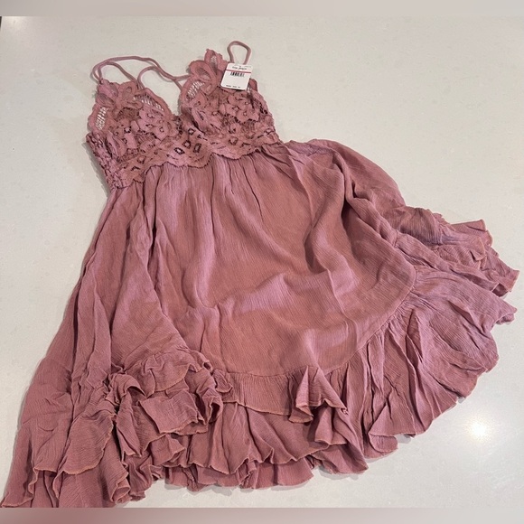 Free People One Adella Slip Dress in Mauve xsmall - Picture 6 of 7